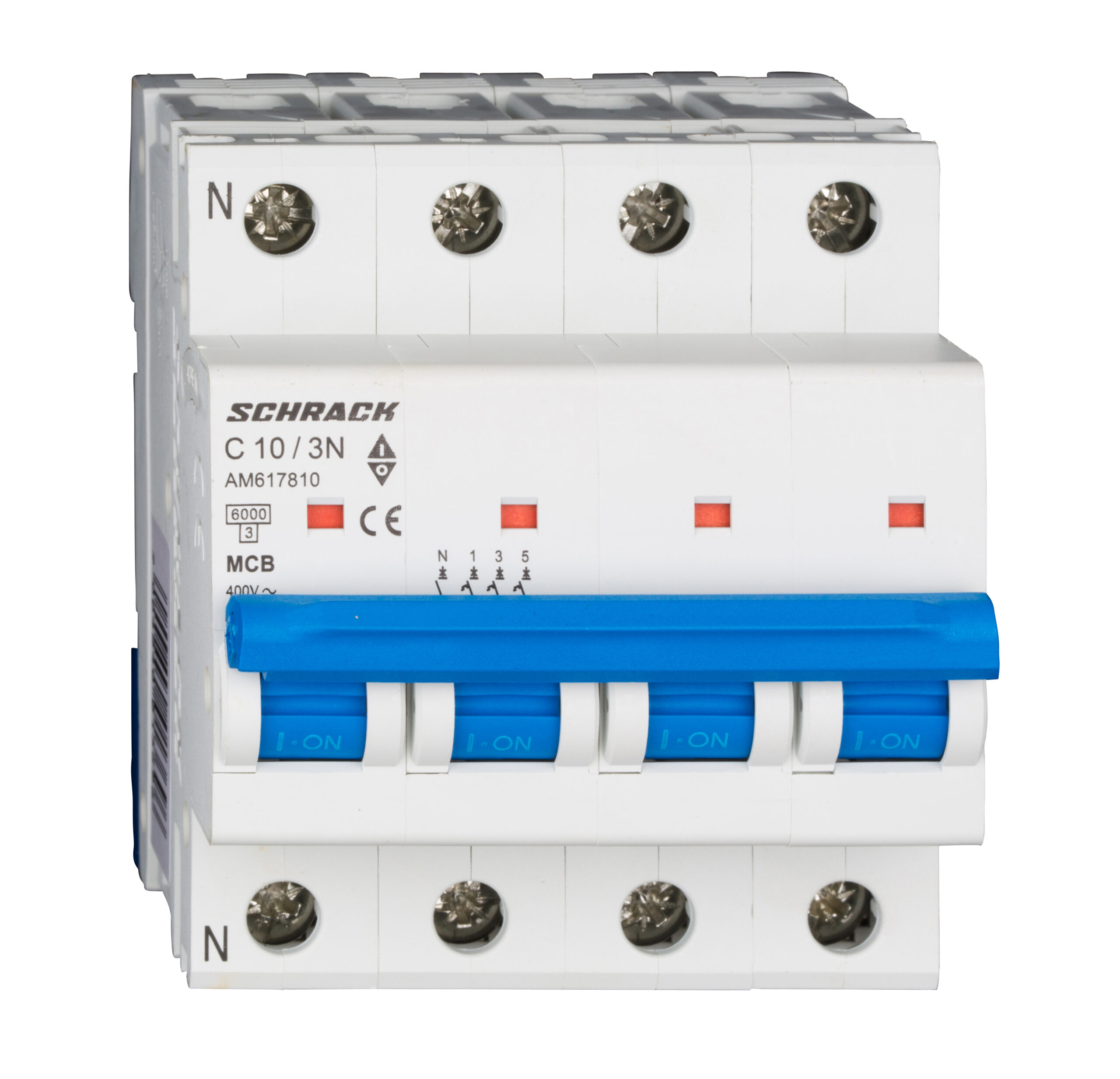 f_am617810 Întreruptor automat modular (MCB) AMPARO 6kA C 10A 3P+N