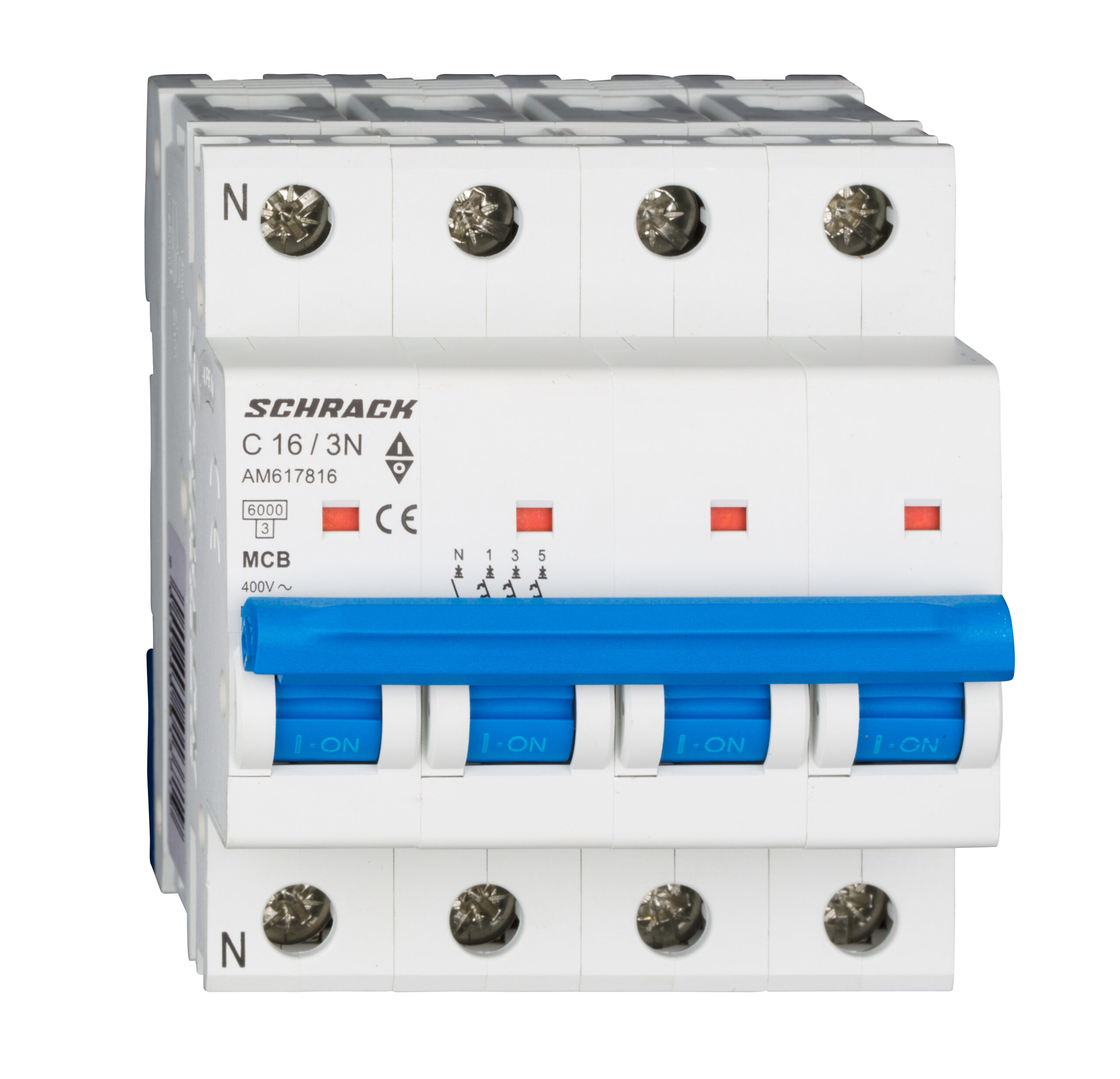 f_am617816 Întreruptor automat modular (MCB) AMPARO 6kA C 16A 3P+N